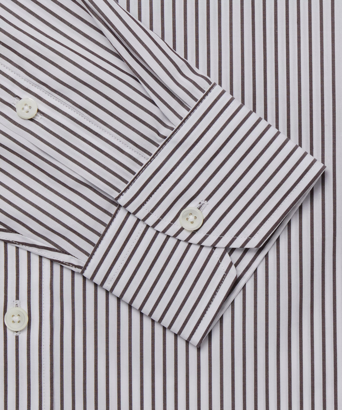 Brown & White Tailored Fit Smart Casual Striped Cotton Shirt
