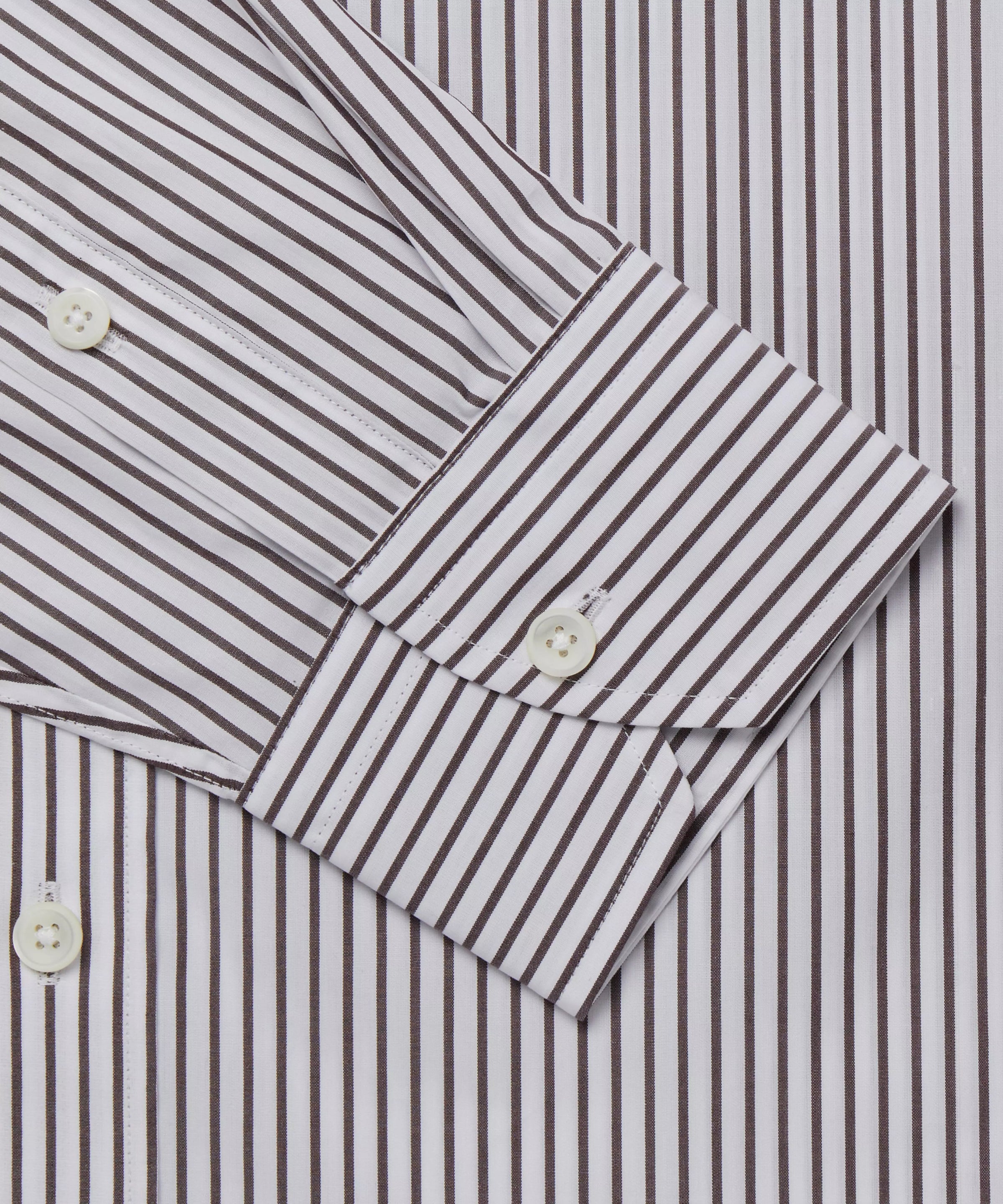 Brown & White Tailored Fit Smart Casual Striped Cotton Shirt