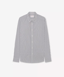 Brown & White Tailored Fit Smart Casual Striped Cotton Shirt