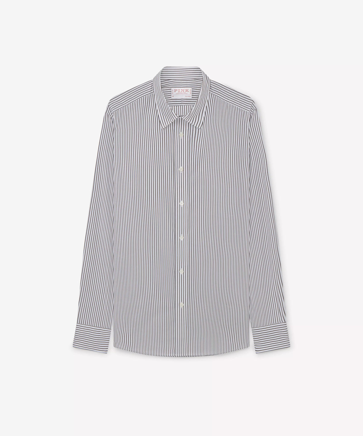 Brown & White Tailored Fit Smart Casual Striped Cotton Shirt